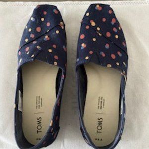Womens Toms Classic Slip On Navy/Dots 8.5
